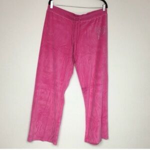 Sweet Tart Women's Pink Bling LOVE Velour Midrise Drawstring Sweatpants Size XL